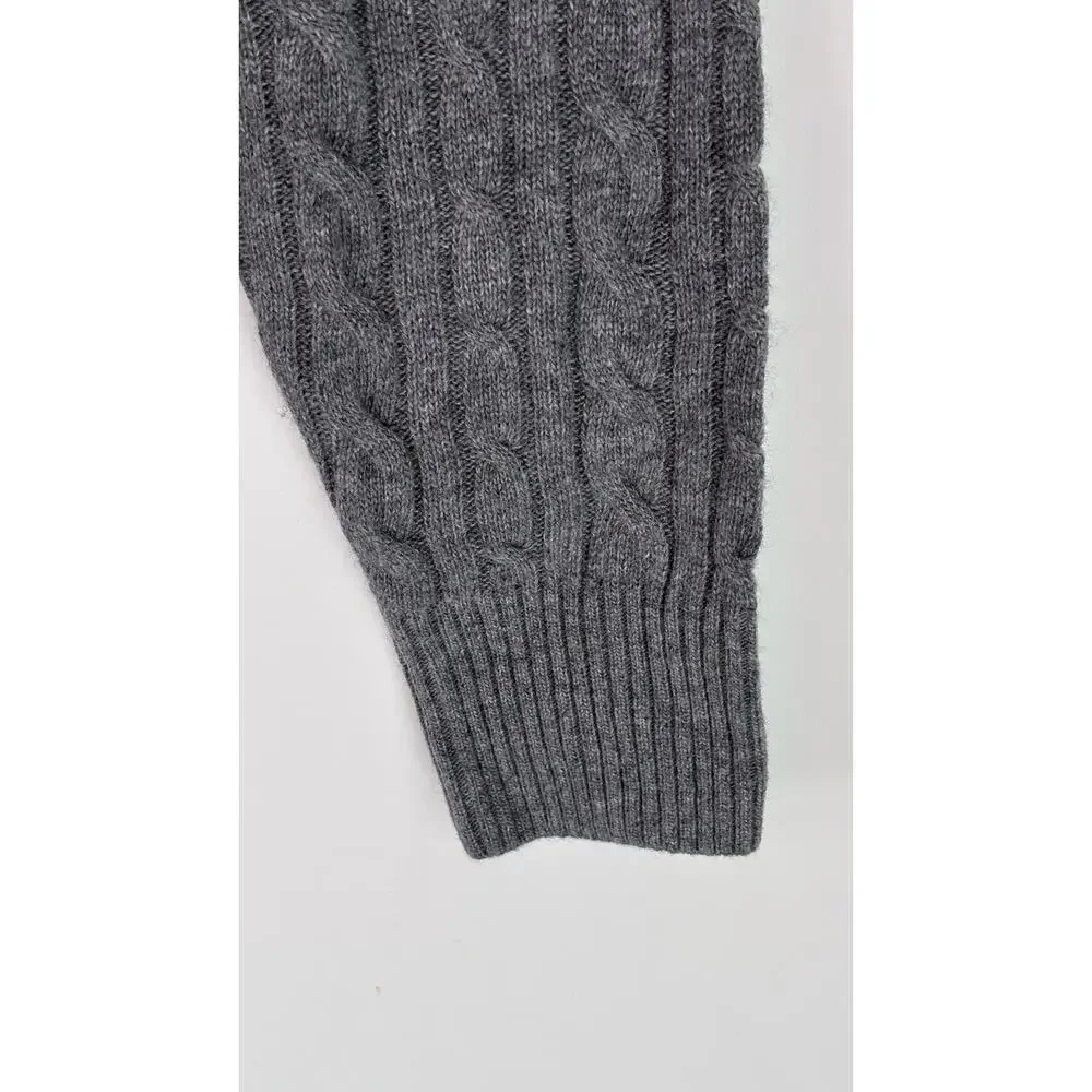 Loro Piana Baby Cashmere Treccia Cable Knit Quarter Zip Sweater Gray Men Size 54